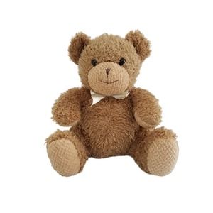 Prestige Toy Corp 8" Brown Plush Teddy Bear W/ Rattle Cream Pastel Bow #93986